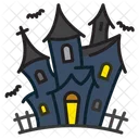 Haunted House Halloween Bat Icon