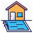 Haus Mit Pool Haus Zuhause Symbol