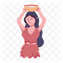 Head Carrying Woman Carrying Primitive Girl Icon