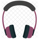 Headphone Grey And Purple Striped Headphones With Mic Headphone Icon