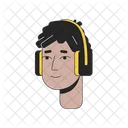 Headphones teenage boy latino with dreadlock  Icon