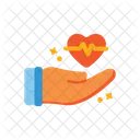 Hand Heart Heartbeat Icon
