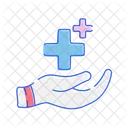 Healthcare cross and helping hand  Icon