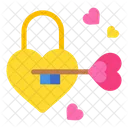 Heart Padlock Key Icon
