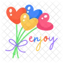Balloon Bunch Heart Balloons Enjoy Word Icon