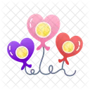 Heart Balloons Celebration Party Icon