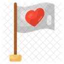 Flagpole Heart Flag Love Flag Icon