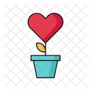 Heart flower in pot happy valentines day  Icon