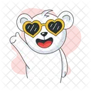 Heart Goggles Heart Glasses Cool Bear Icon