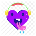 Heart Listening Heart Headphones Heart Emoji Icon