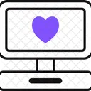 Heart On Computer Screen Heart On Screen Monitor Icon