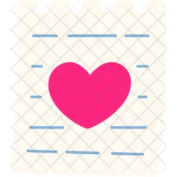 Heart On Paper Note  Icon