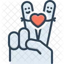 Heart On Two Finger Heart Two Finger Icon