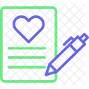Heart Paper Pencil Letter Icon