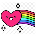 Heart Rainbow Flying Love Valentine Icon