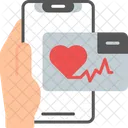 Heart Rate App Hand Holding Phone Health Icon