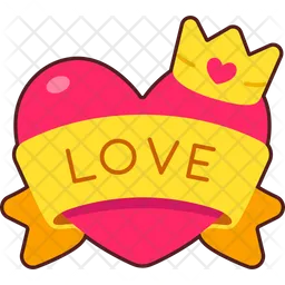 Heart Ribbon Love Crown  Icon