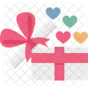 Heart Shaped Love Present Opened Gift Box Icon