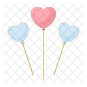 Heart shaped balloons on sticks  Icon