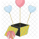 Heart shaped balloons out of giftbox  Icon