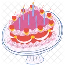 Heart Shaped Birthday Cake Birthday Party Icon