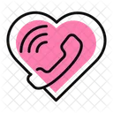 Heart With Call Symbol Love Themed Communication Heart Shaped Call Emblem Icon