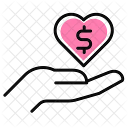 Heart With Dollar Sign In Hand  Icon