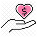 Heart With Dollar Sign In Hand Charitable Donation Gesture Philanthropic Offering Symbol Icono