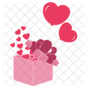 Hearts flying gift box  Icon