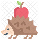 Hedgehog With Apple Porcupine Animal Icon