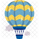 Heißluftballon mit flauschigen Wolken  Symbol