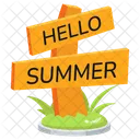 Hello Summer Board Signboard Icon