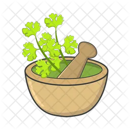 Herb Leaf In Mortar And Pestle  Icon