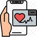 Herzfrequenz App Hand Halten Telefon Gesundheit Symbol