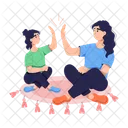 High Five High Clap Mother Daughter Icon