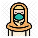 Woman Wear Medical Mask Hijab Woman Icône