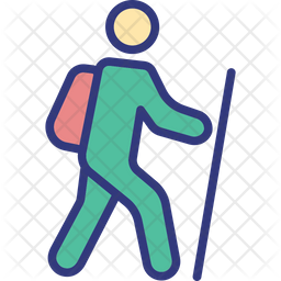 Hiker Icon - Download in Colored Outline Style