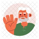 Hispanic old man waving hand greeting  Icon