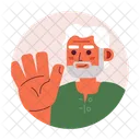 Greeting Hand Hispanic Old Man Hi Icon