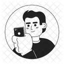 Hispanic young adult guy looking at phone  アイコン