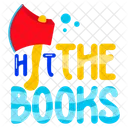 Hit The Books Sharp Axe Typography Letters Icon