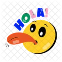 Hola Emoji Tongue Emoji Crazy Emoji Icon