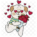 Dog Holding Flower Bouquet Icon