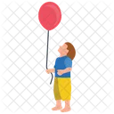 Holding Balloon Outdoor Fun Park Amusement Icon