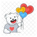 Holding Balloons Love Balloons Valentine Bear 아이콘