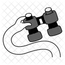 Black Monochrome Holding Binoculars Illustration Holding Binoculars Man Icon