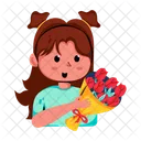 Holding Bouquet Girl Bouquet Flower Bouquet 아이콘