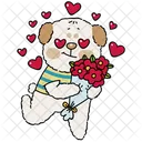 Dog Holding Flower Bouquet 아이콘