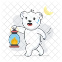 Camping Bear Holding Lantern Bear Lantern Icon
