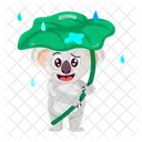 Holding Leaf Raining Animal Icon